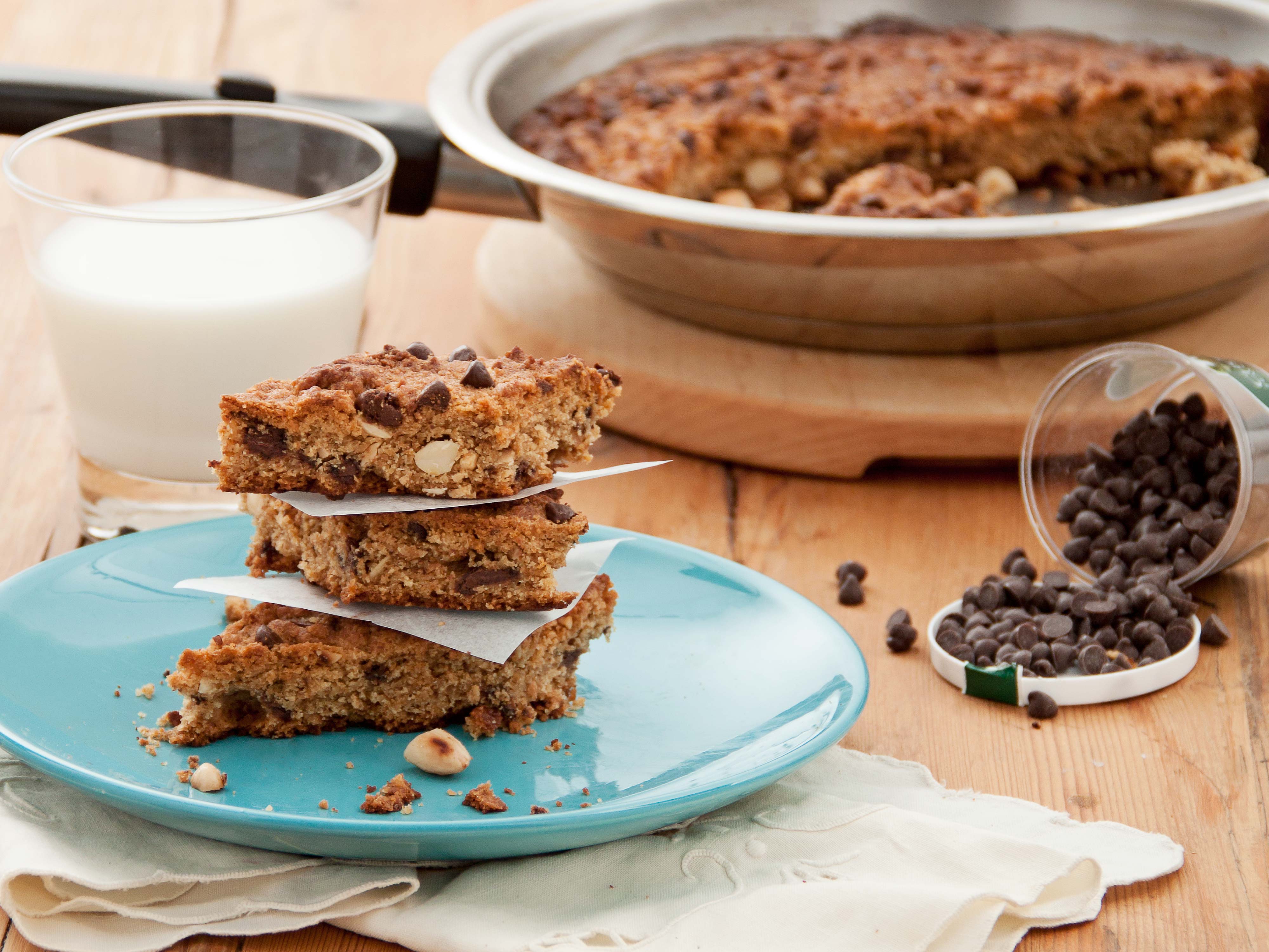 Peanut butter & chocolate chip skillet cookie