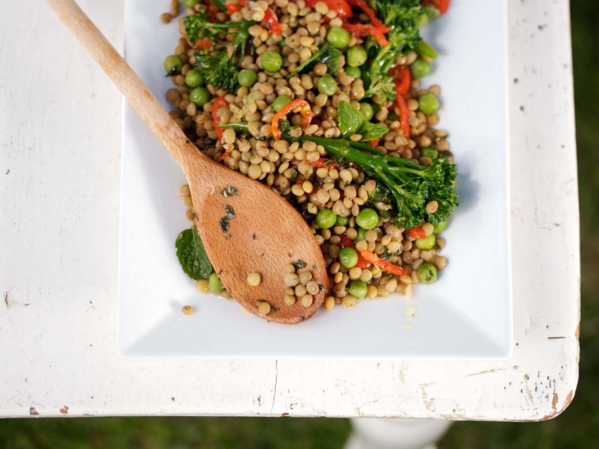 Lemon and mint lentil salad