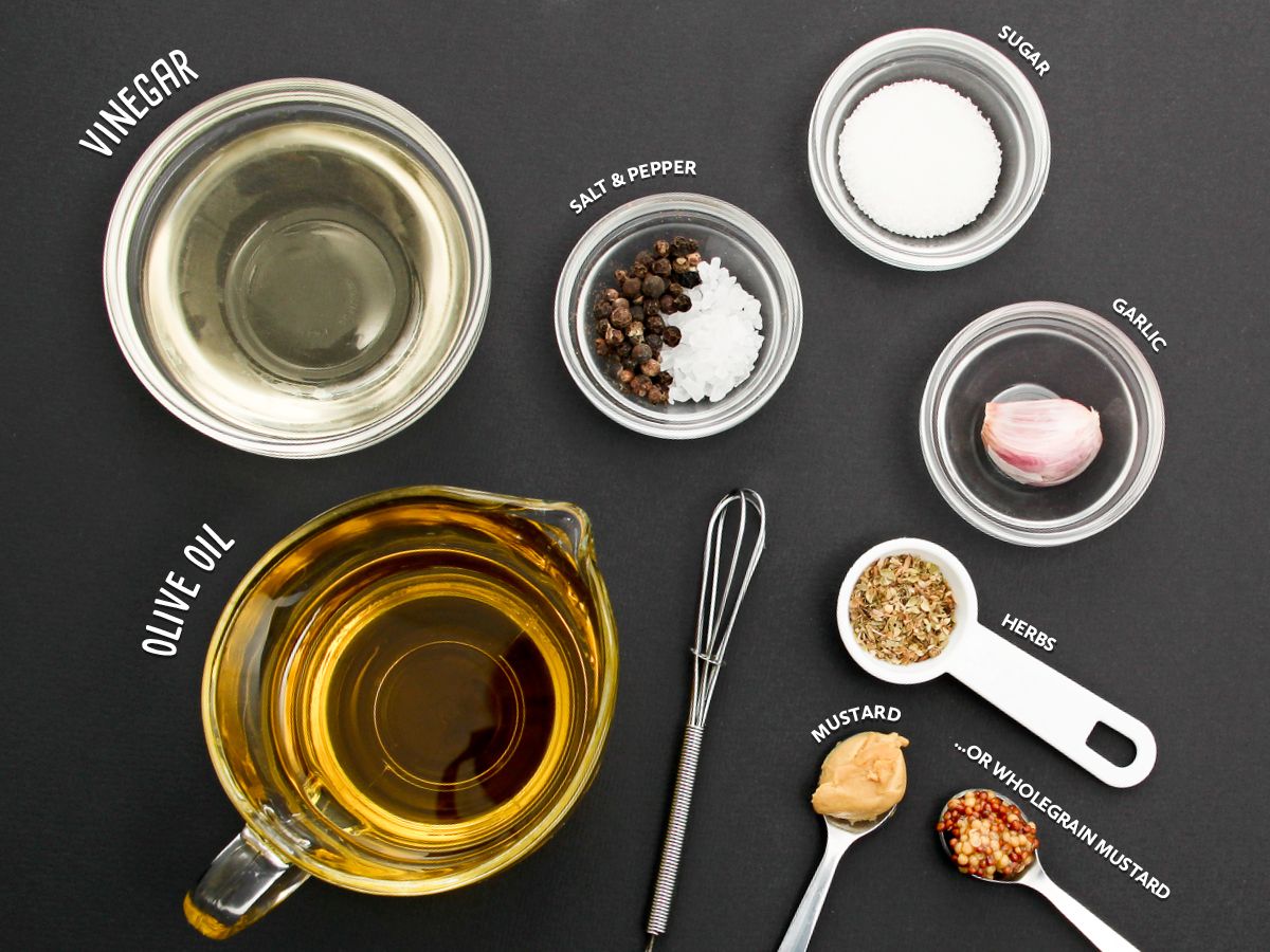 Ingredients for a basic home made salad dressing