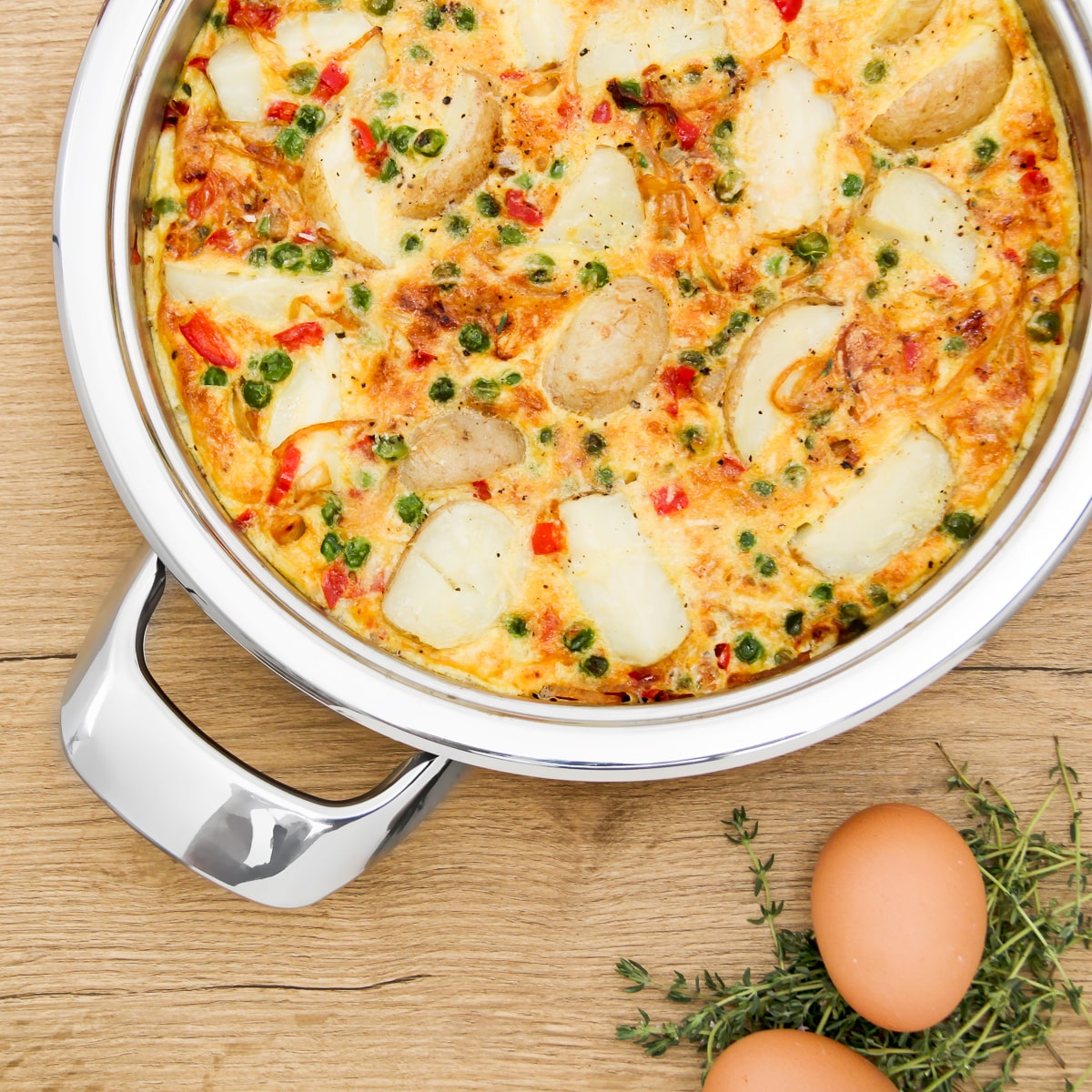 Baby potato and parmesan frittata