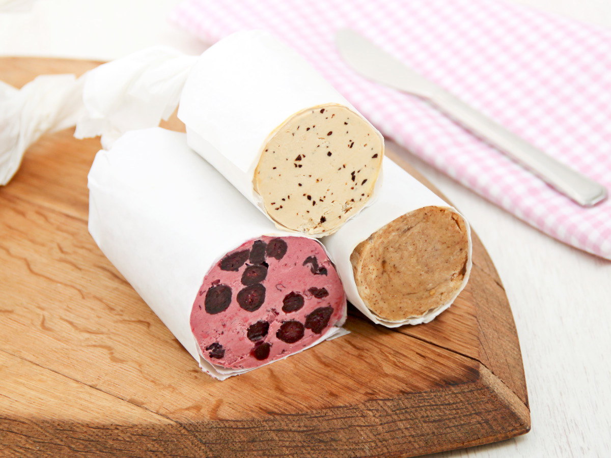 sweet flavoured butter on cutting board