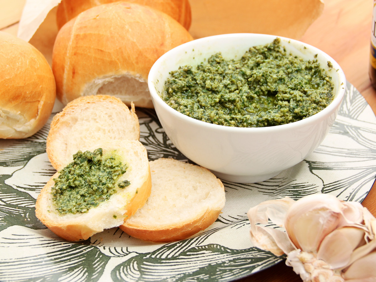 basil pesto on fresh rolls