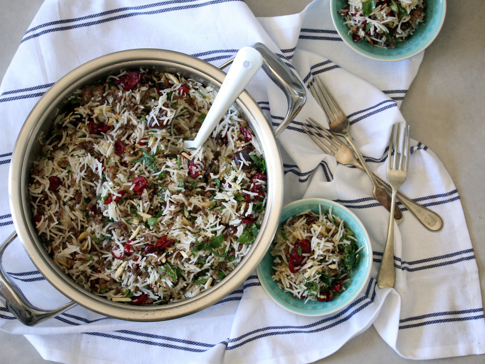 Lamb Pilaf with cranberries & dates prepared in AMC Gourmet