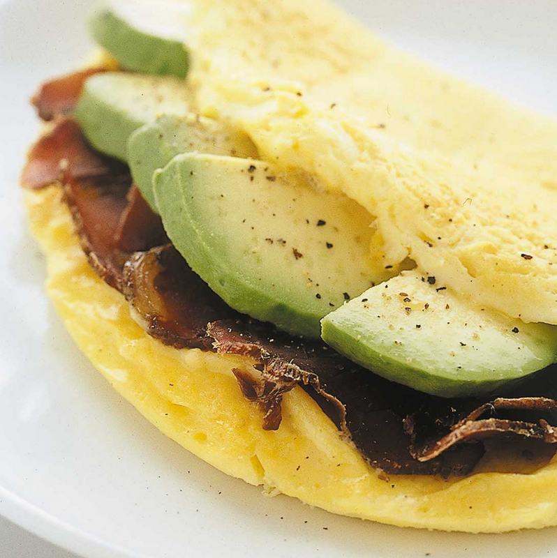 Avo and biltong omelette