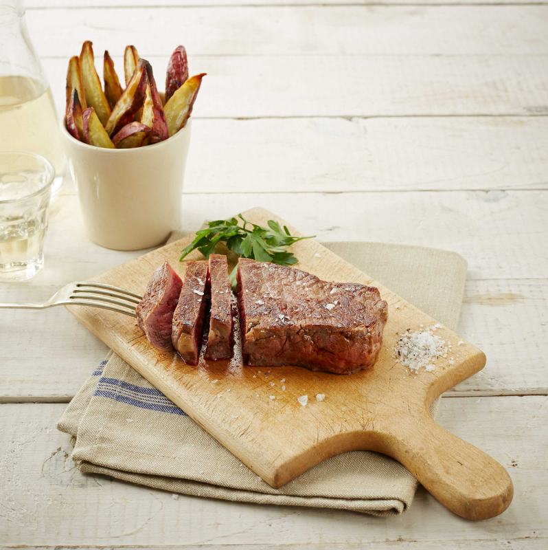 Steak with sweet potato chips