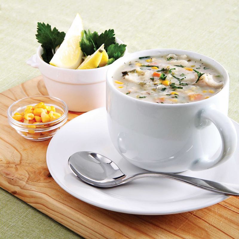 Easy fish chowder prepared in AMC 