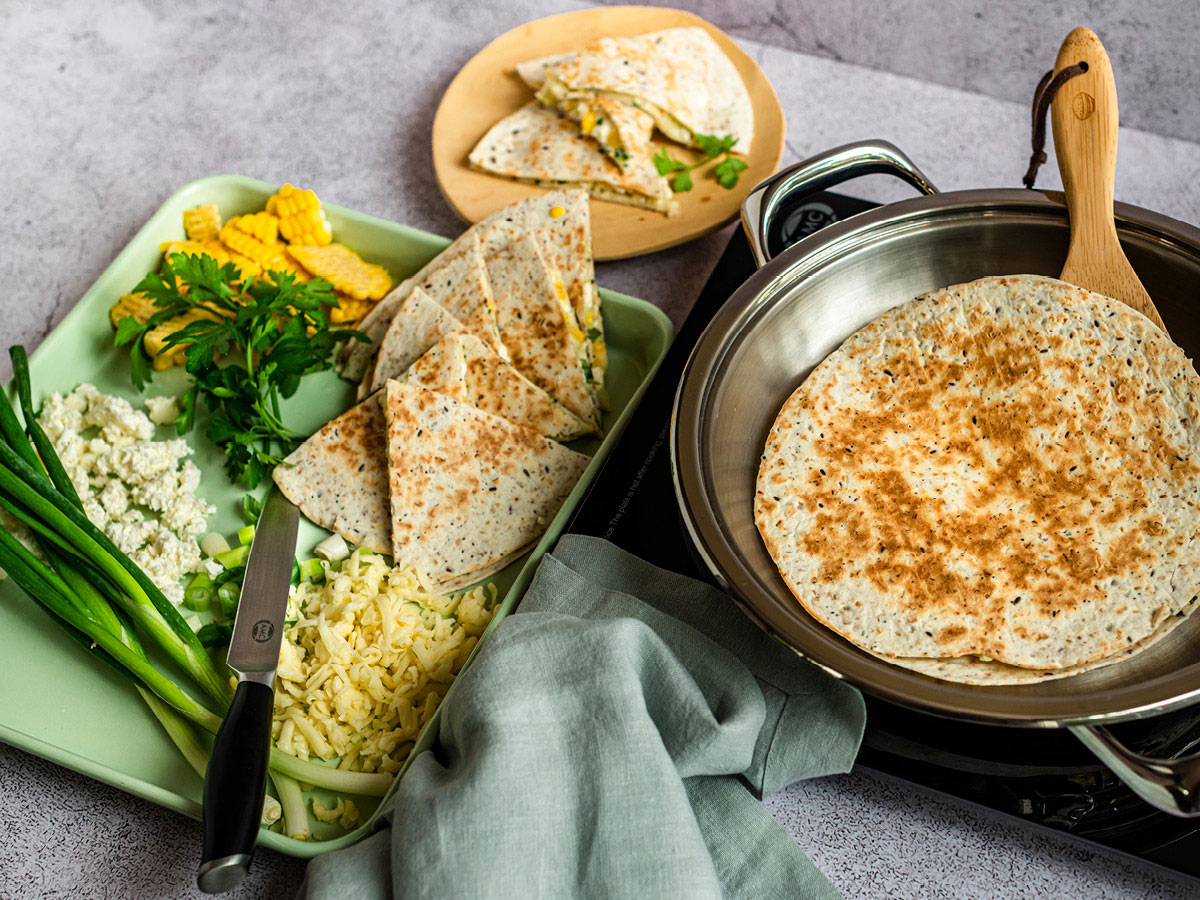 CHEESY QUESADILLAS WITH CORN